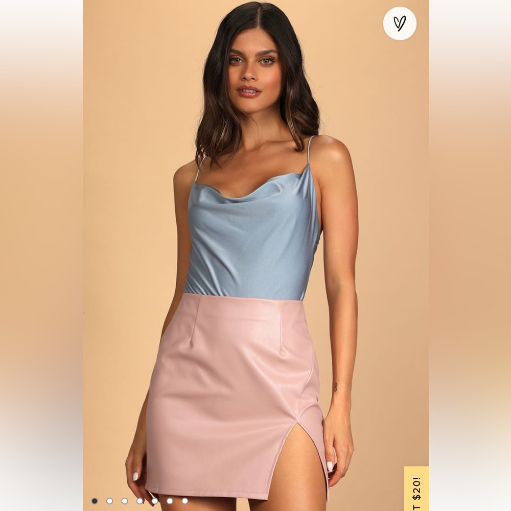 Lulu’s vegan leather pink skirt
